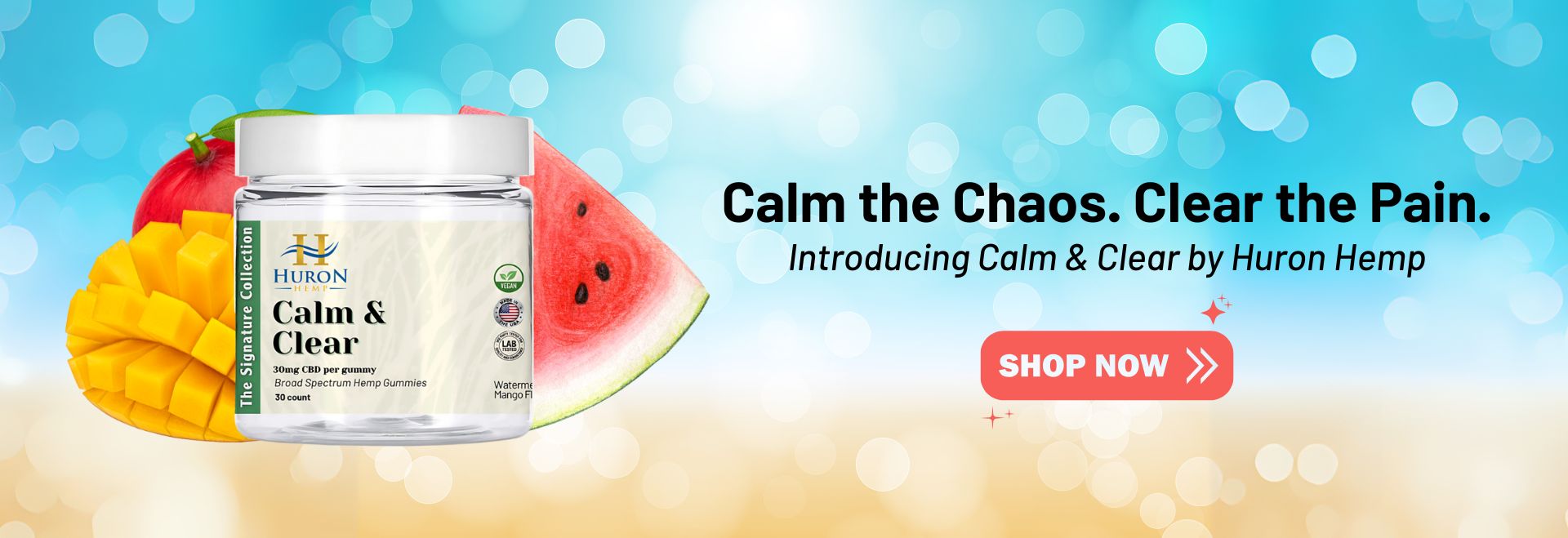 Huron Hemp Calm & Clear Gummies – Watermelon Mango Flavor